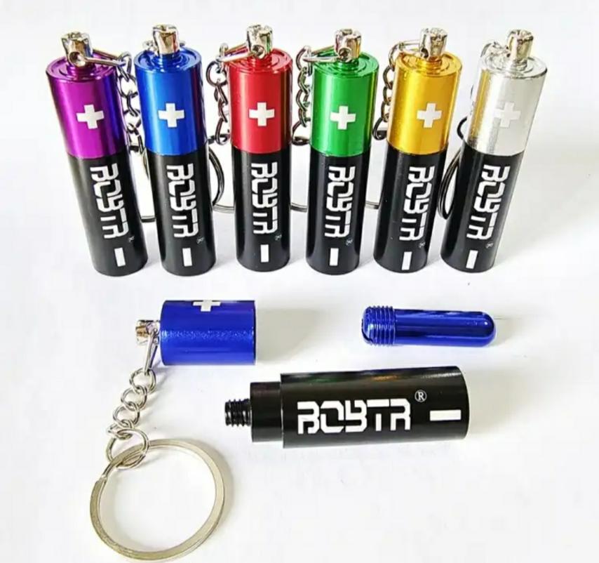 Small Portable Battery Shaped Pipe with Keychain