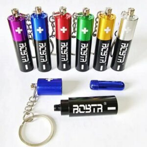 Small Portable Battery Shaped Pipe with Keychain