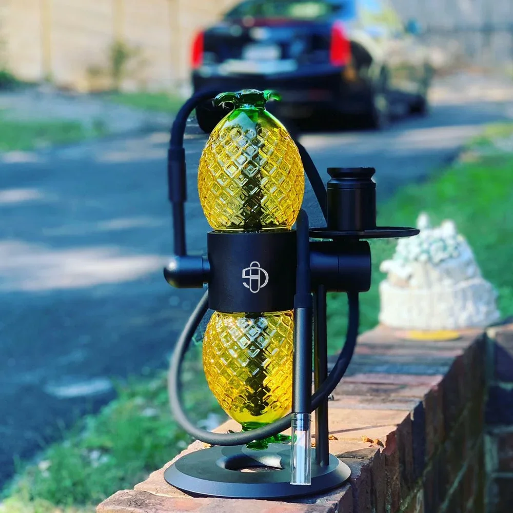 Pineapple Style Gravity Hookah Shisha Set with Tobacco Bowls Water Pipe Cigarette Holder Narghile Complete for Gift Kit