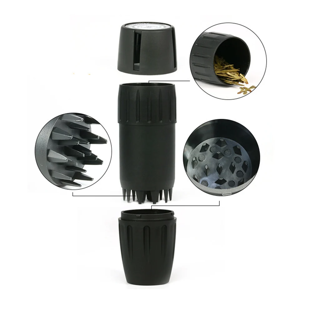Portable Barrel Shaped Tobacco Grinder Plastic Herb Storage Jar